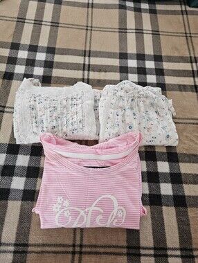 Ralph Lauren Pink & White Micro-Striped Short Sleeve Nightshirt with Monogram
